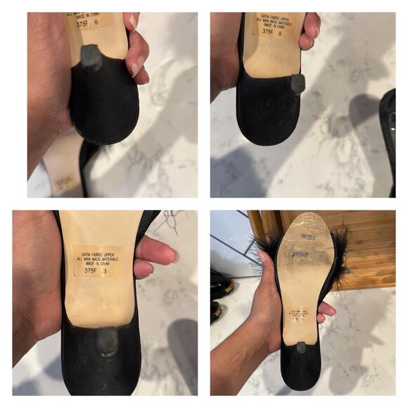 Fredrick’s of Hollywood 1980s Satin Peep Toe Pumps with Ostrich Feathers size 7 - Picture 9 of 9